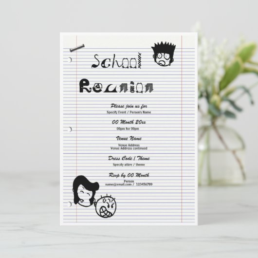 "School Wiedersehen" Party "zurück zur Schule" Einladung (Stehend Vorderseite)