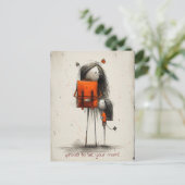 Schoolboy hält Hände bei seiner Mutter und seinem Postkarte (Stehend Vorderseite)