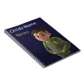 Schoolboy mit Rucksack-Anmerkungen Notebook Notizblock (Rechte Seite)