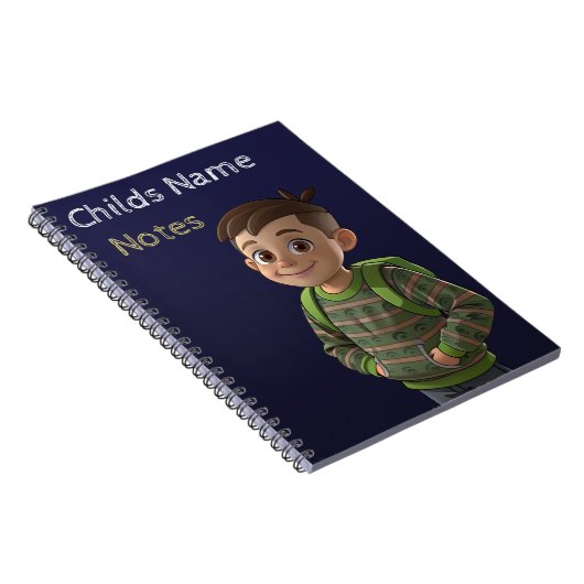 Schoolboy mit Rucksack-Anmerkungen Notebook Notizblock (Rechte Seite)