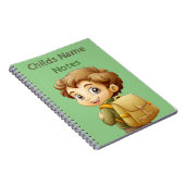 Schoolboy mit Rucksack-Anmerkungen Notebook Notizblock (Rechte Seite)