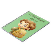 Schoolboy mit Rucksack-Anmerkungen Notebook Notizblock (Linke Seite)