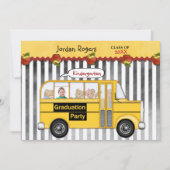 Schoolbus Teddy Bear Foto Kindergarten Abschluss Einladung (Vorderseite)