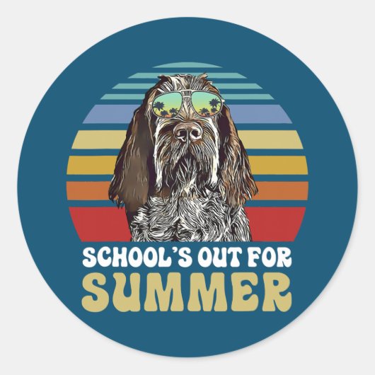Schools Out for Summer Spinoni Italiani Dog Runder Aufkleber (Vorderseite)