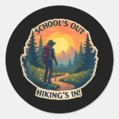Schools Out Hikings In Hiker Teacher Student Summe Runder Aufkleber (Vorderseite)