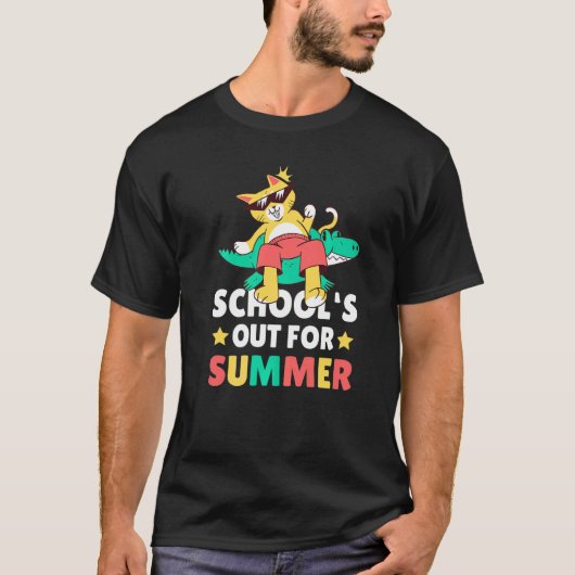 School's out of Summer with a Cat for School T-Shirt (Vorderseite)