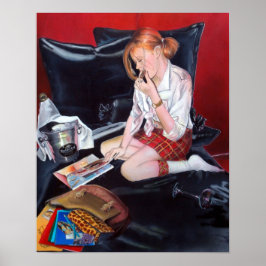 School's out print druck poster woman painting