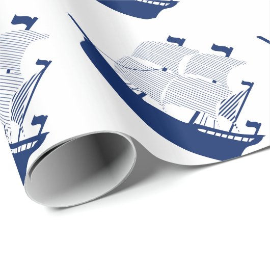 Schooner-Marine Geschenkpapier (Rolleneckpunkt)