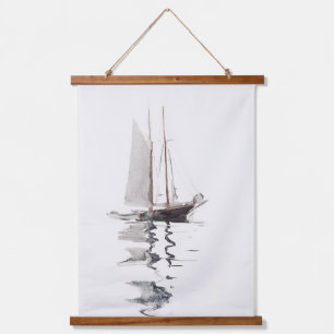 Schöoner mit zwei Masten mit Dory von Winslow Home Wandteppich Mit Holzrahmen