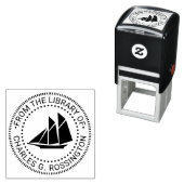Schooner Sailboat Nautic Library Name Permastempel (Beispiel)