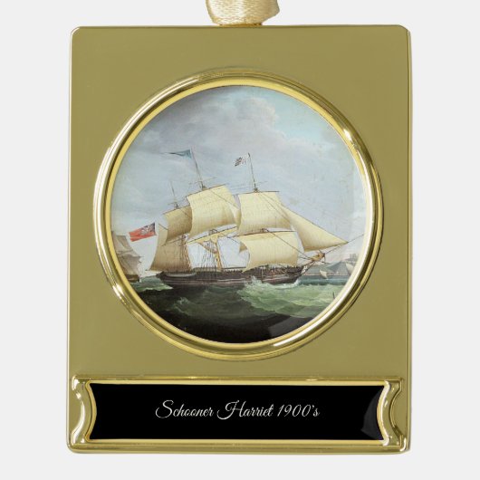 Schooner Schiff Harriet 1900er Banner-Ornament Gold (Vorderseite)