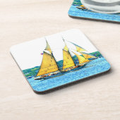 Schooner segelt nautischen Untersetzer (Linke Seite)