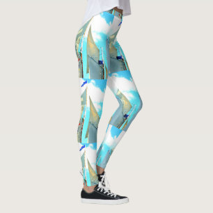 Schooner segelt weißes Blau Leggings