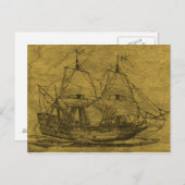Schooner und Vintage Karte (Vorne/Hinten)