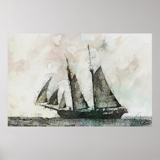 Schooner - Vintage Kunst Poster