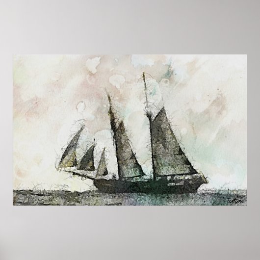 Schooner - Vintage Kunst Poster (Vorne)