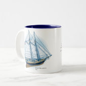Schooner-Yacht "Amerika", 1851 Zweifarbige Tasse (Vorderseite Links)