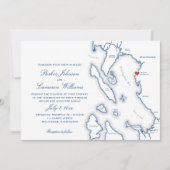 Schooner Zodiac Bellingham Bay WA Map Wedding Einladung (Vorderseite)