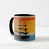 Schooners bei Sunset Design Coffee Tasse (Vorderseite Links)