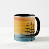 Schooners bei Sunset Design Coffee Tasse (VorderseiteRechts)