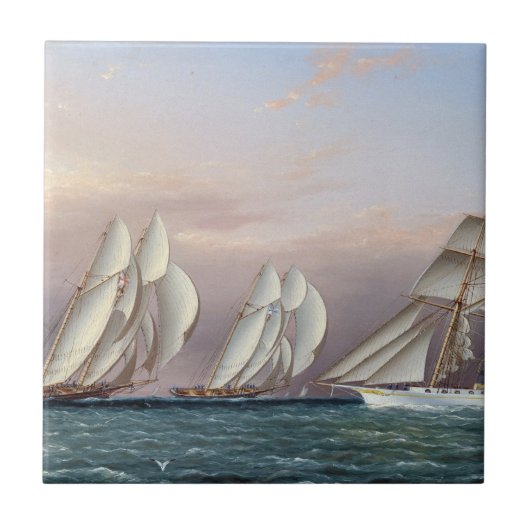 Schooners Dreadnought und Columbia 1870 Fliese (Vorderseite)