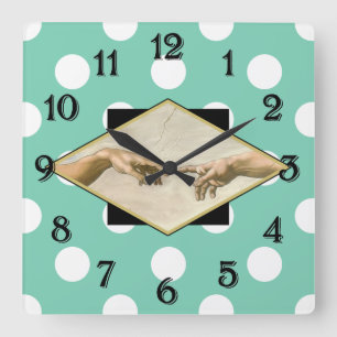 Schöpfung Adams Polka-Punkte Quadratische Wanduhr