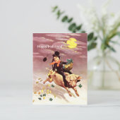 Schornstein, Schwein, Klee, Goldmünzen, Urlaub Postkarte (Stehend Vorderseite)