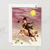 Schornstein, Schwein, Klee, Goldmünzen, Urlaub Postkarte (Vorne/Hinten)