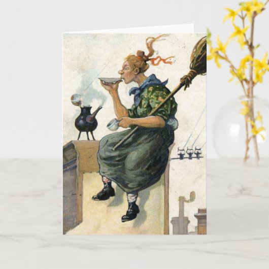 Schornsteinfeger oder Hexe Karte (Gelbe Blume)