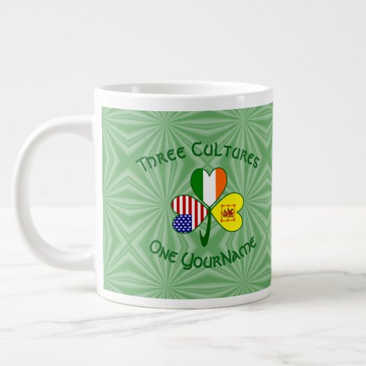 Schotte Lion Irish USA Flags Kleeblatt Personalisi Jumbo-Tasse (Links)