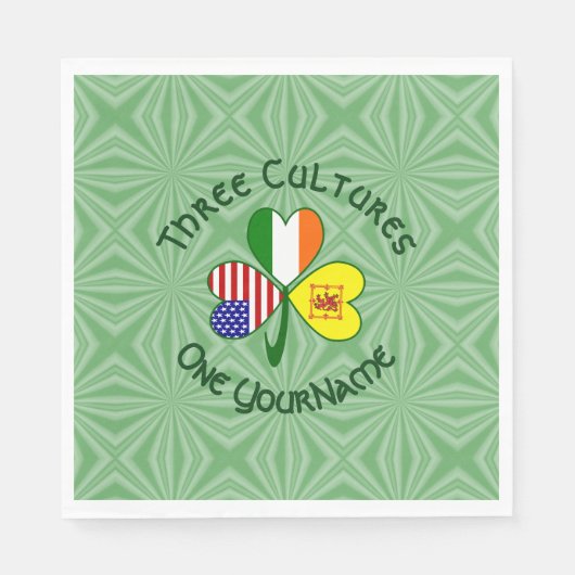 Schotte Lion Irish USA Flags Kleeblatt Personalisi Serviette (Vorderseite)