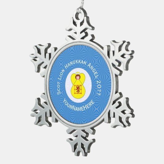 Schotte Lion Rampant Angel Hanukkah Flag Personali Schneeflocken Zinn-Ornament (Rechts)