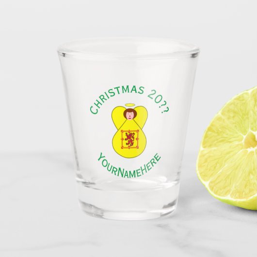 Schotte Lion Rampant Angel Weihnachtsflagge person Schnapsglas (Vorderseite)