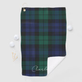 Schottenmuster Rustikal Elegantes Grün Tartan Golfhandtuch (Insitu)