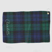 Schottenmuster Rustikal Elegantes Grün Tartan Golfhandtuch (Horizontal)