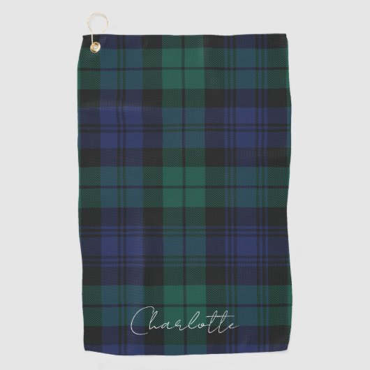 Schottenmuster Rustikal Elegantes Grün Tartan Golfhandtuch (Vorderseite)