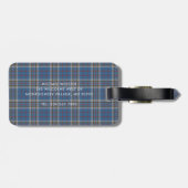 Schottenmuster Thompson Blau Grau Script Custom Ta Gepäckanhänger (Rückseite horizontal)