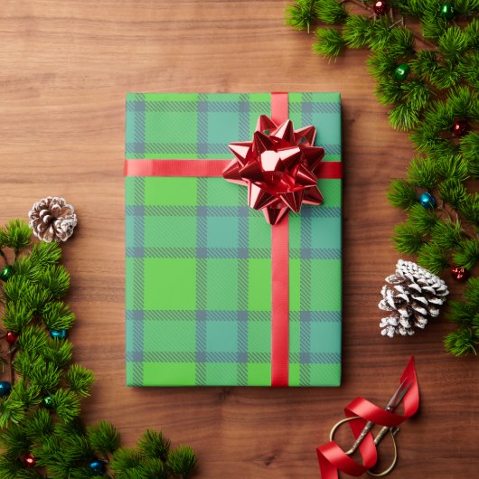 Schottisch grün-blau kariertes Geschenkpapier (Feiertagsgeschenk)