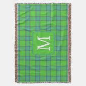 Schottisch grün & blau Karo Tartan Monogramm Decke (Vorderseite Vertikal)