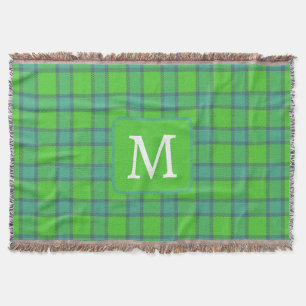 Schottisch grün & blau Karo Tartan Monogramm Decke