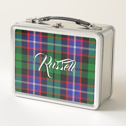 Schottisch isst! Clan Russell Tartan Kariert Metall Lunch Box (Vorderseite)