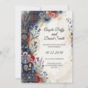Schottisch-italienische Hochzeitseinladung mit Erb Einladung