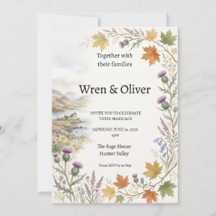 Schottisch-kanadische Ahorn-Distel-Hochzeitseinlad Einladung