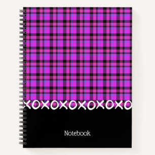 Schottisch kariert rosa-schwarzes Notizbuch