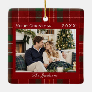 Schottisch Kariert Rot Grün Foto Weihnachten Keramikornament