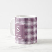 Schottisch Mauve Heritage Plaid Monogramm Kaffeetasse (Vorderseite Links)