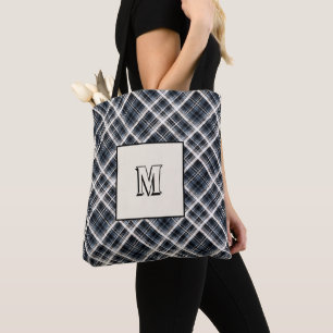 Schottisch, schwarz und weiß, tartan, personalisie tasche