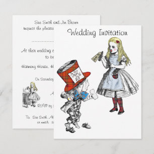 Schottische Alice im Wunderland Hochzeits-Einladun Einladung