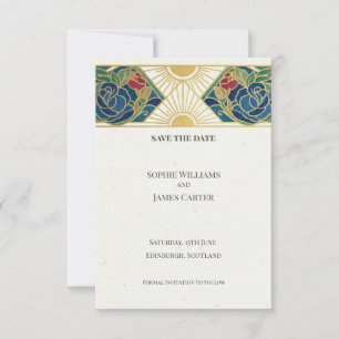 Schottische Art Deco Save the Date Karte