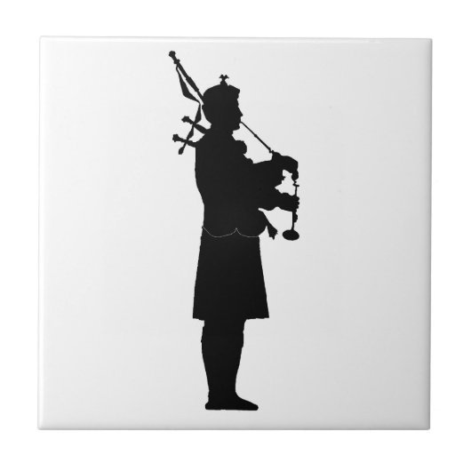schottische Bagpiper-Silhouette Fliese (Vorderseite)